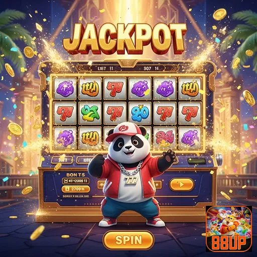 Imagem do Panda Jackpot Slot do site 88up, apresentando símbolos e gratas animações de jogo.
