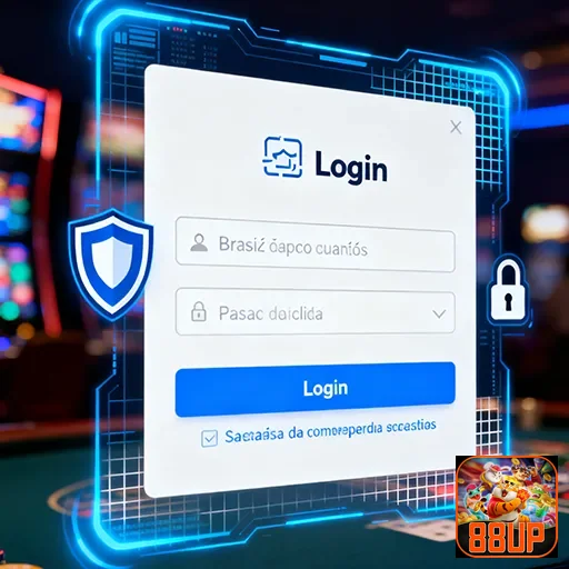 Tela de login dos serviços VIP do site 88up, com design moderno e intuitivo.